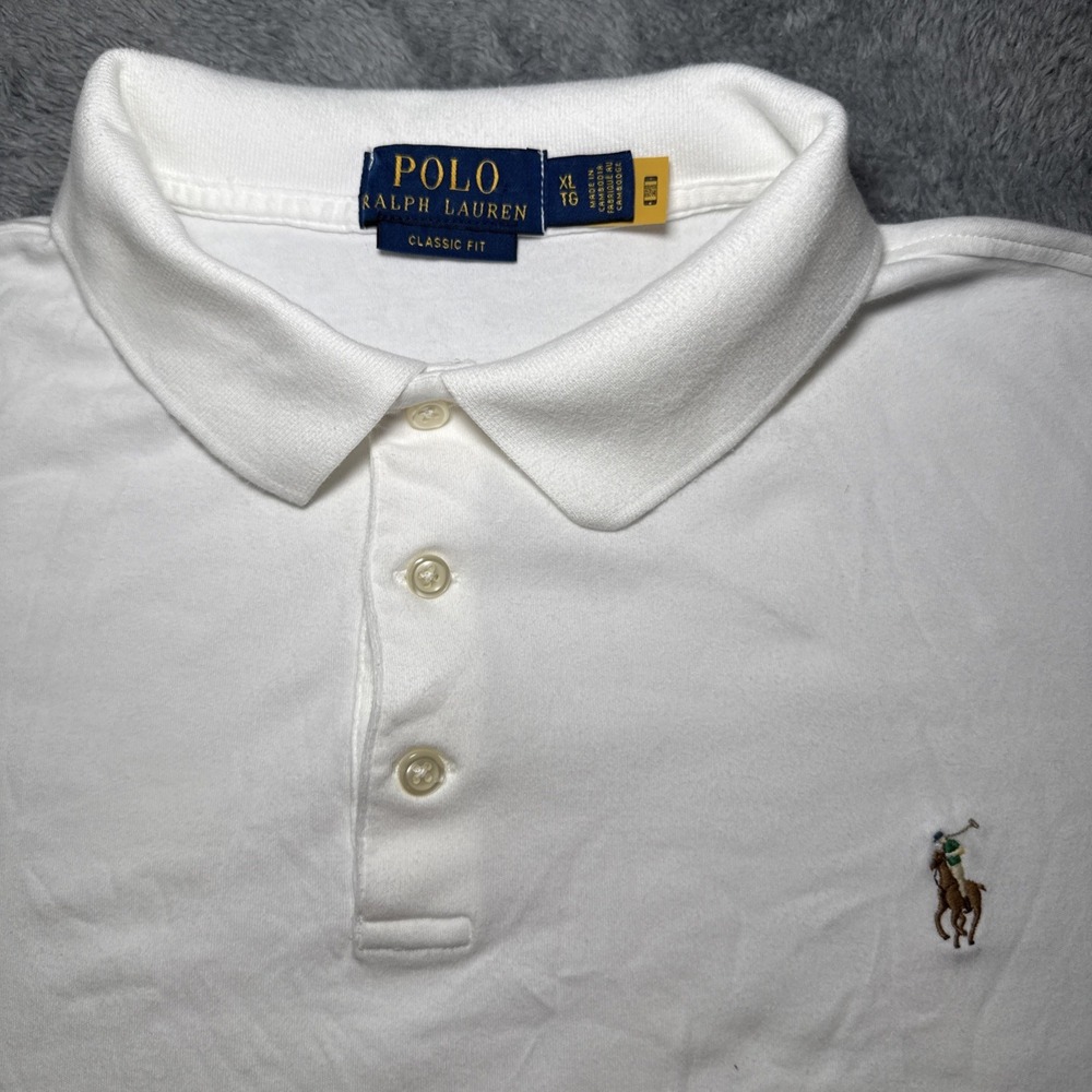 Polo Ralph Lauren Classic Fit Men's XL White Short Sleeve Shirt Flesh Pony